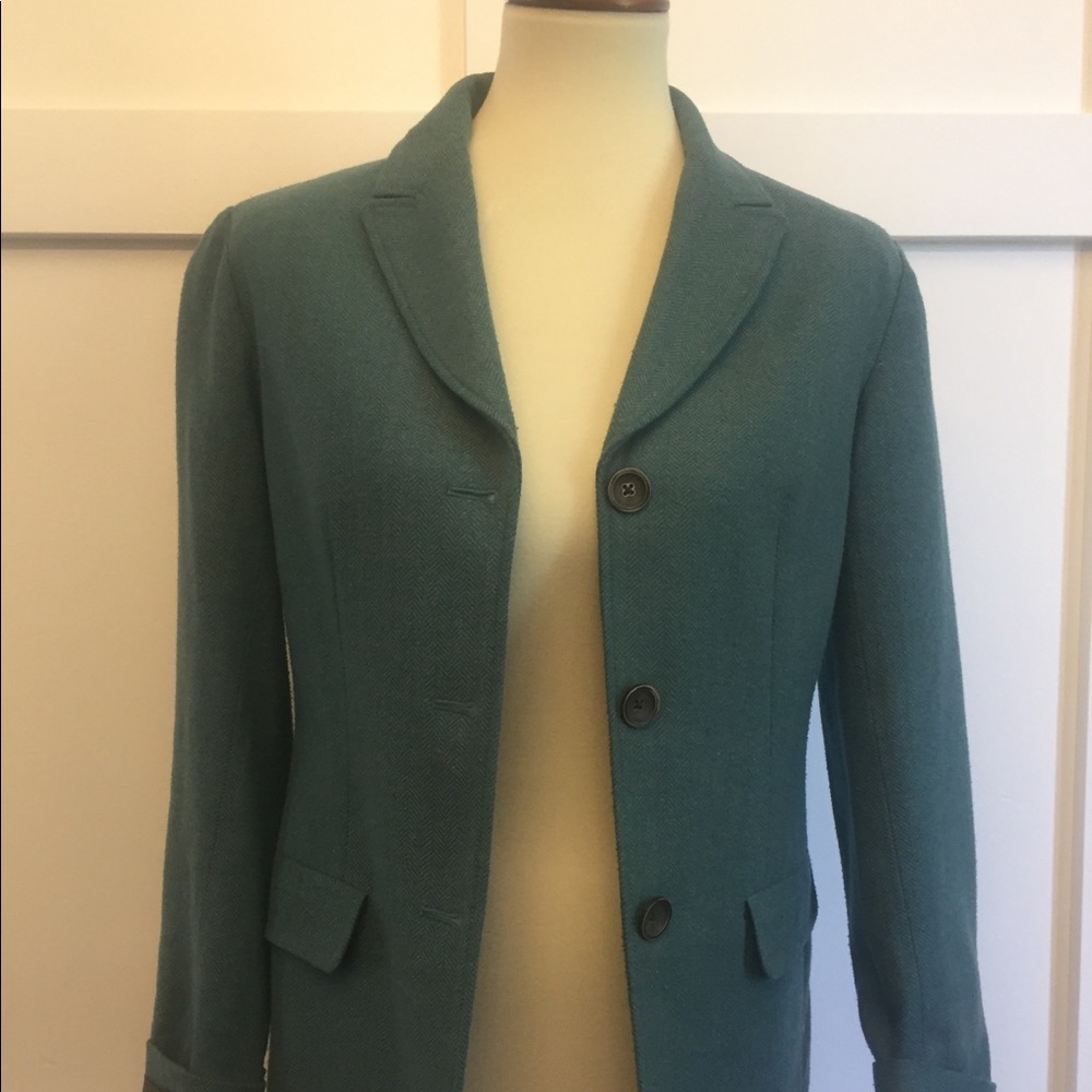 Coldwater Creek Teal/Gray Twill Blazer (size 4)